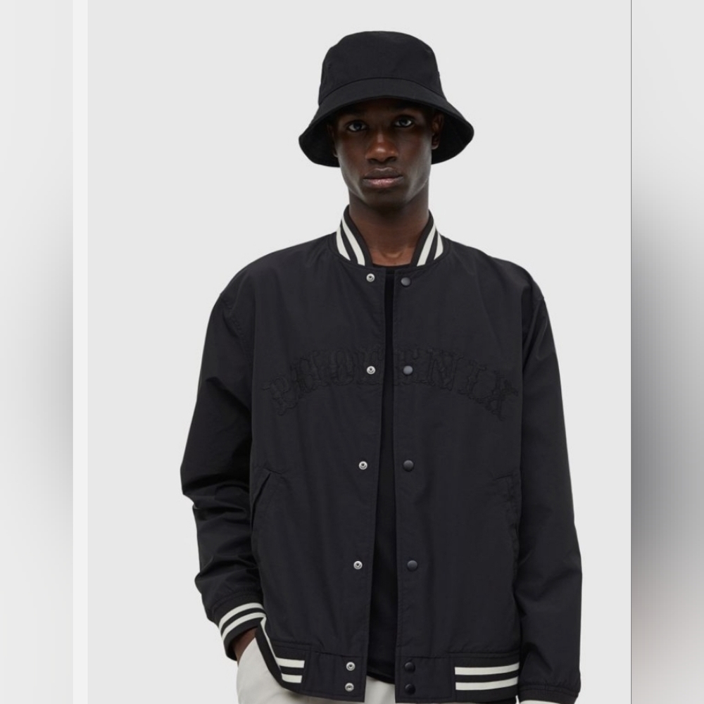 Black Bomber Jacket H&M Mens Medium